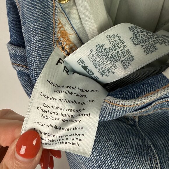 Frame Le Skinny de Jeanne Fray Hem Stiletto Jeans Dupont Wash Skinny Size 29 EUC - Picture 13 of 13